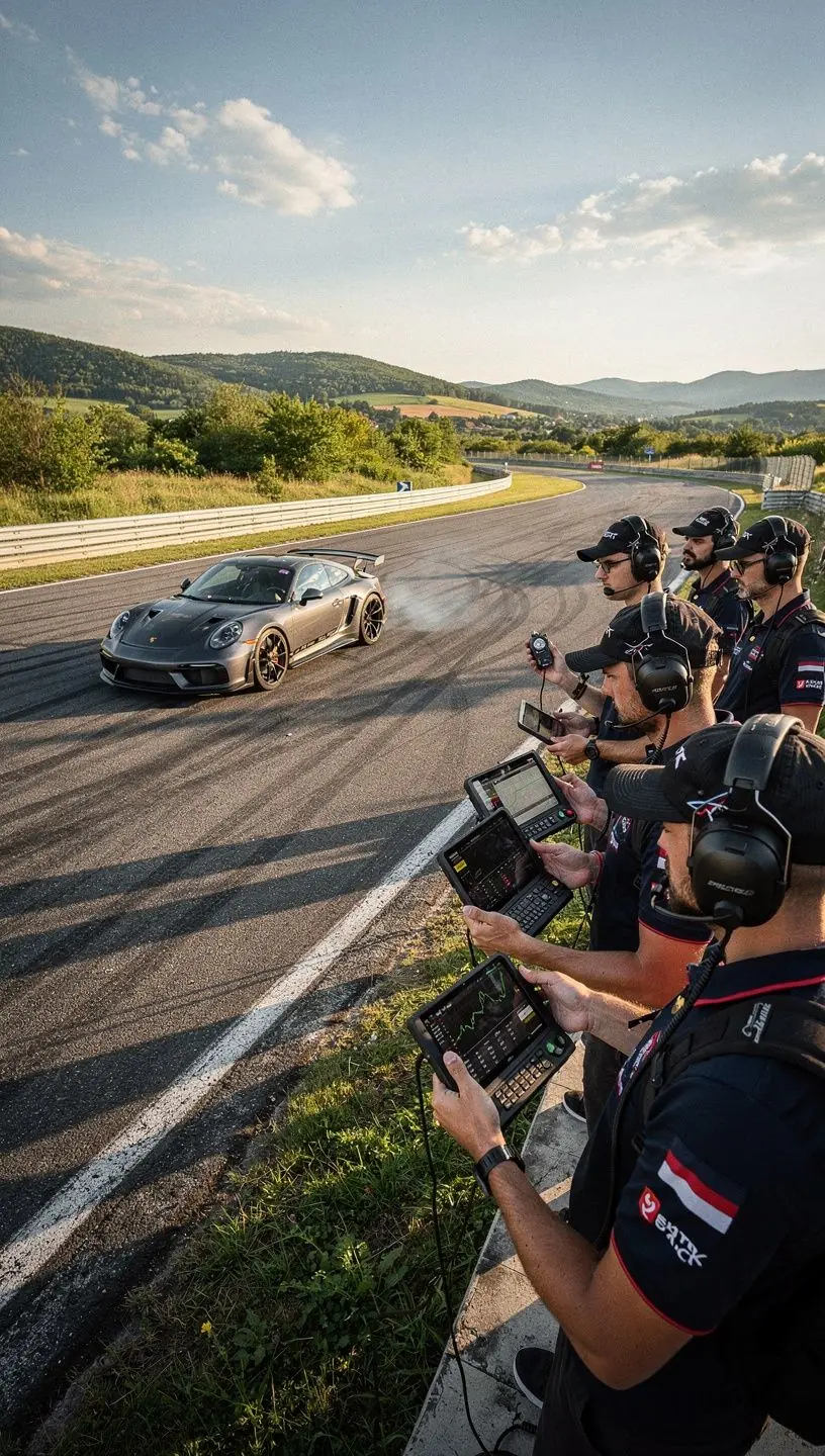 Technik nastavuje výkon motora na diagnostickom zariadení v profesionálnom tuningovom centre